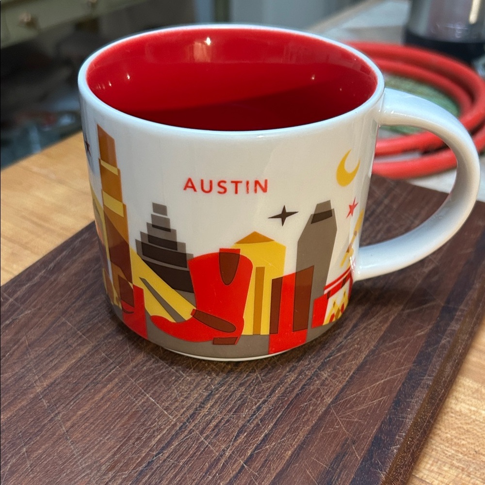 This collectible item is a Starbucks Austin Texas You Are Here Collection